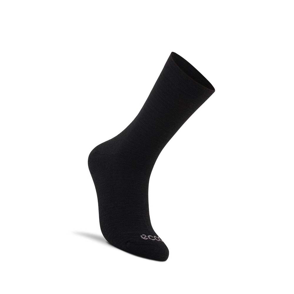 Men\'s Ecco Casual Short Crew Socks Black | Canada 825ZUT